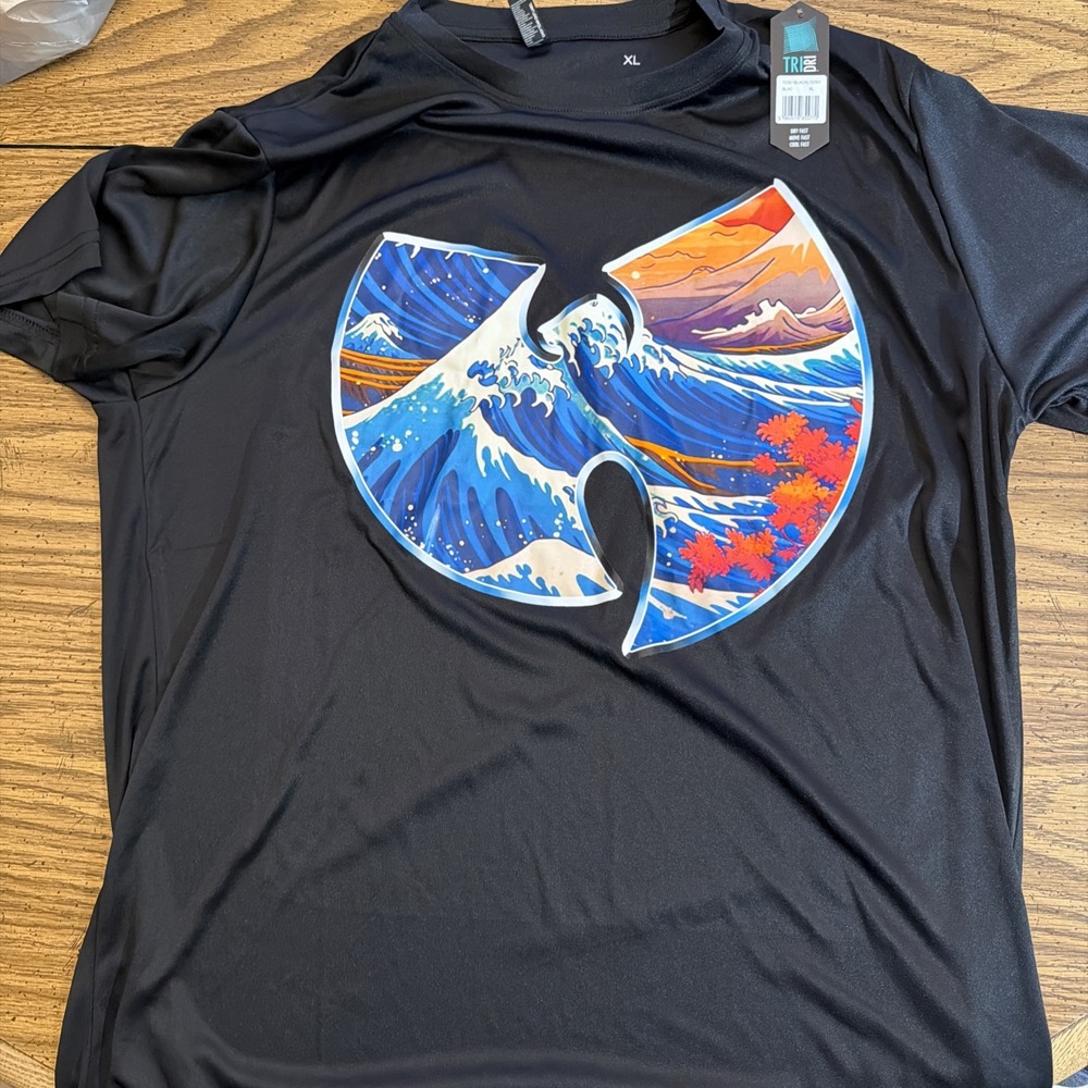 TriDri Wu-Tang Clan Great Wave Graphic Performance T-Shirt Mens XL Black